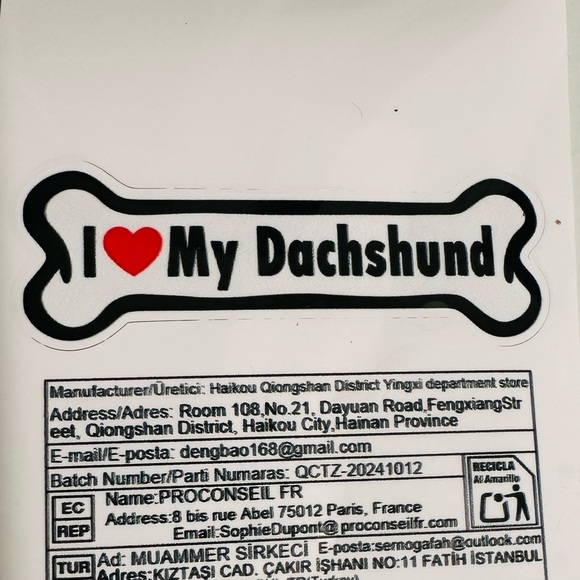 Accessories - I Love My Dachshund Car Decal